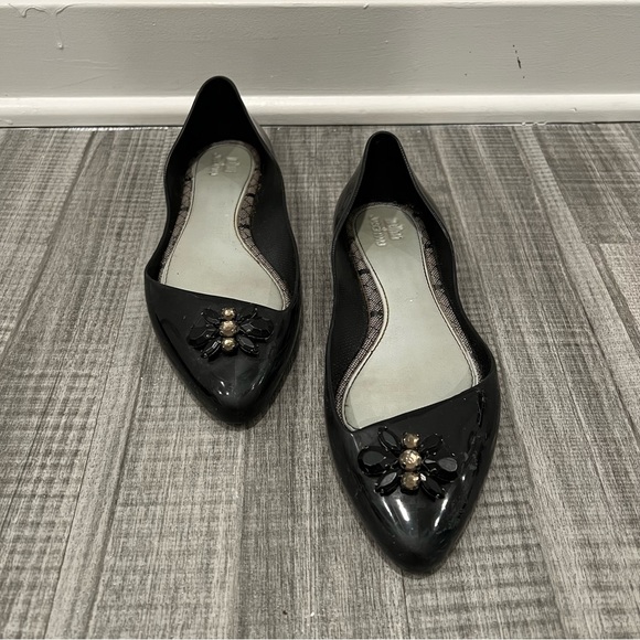 Melissa + Jason Wu Black Jelly Pointed Toe Trippy Ballet Flats - Picture 1 of 7
